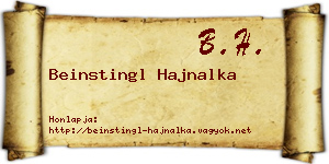 Beinstingl Hajnalka névjegykártya